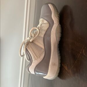 White and Gray Air Jordan 11 Sneakers with Patent Leather